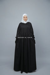 Black Erina Abaya Dress, Uniqe Round Collar Classic Design - Puff Sleeves