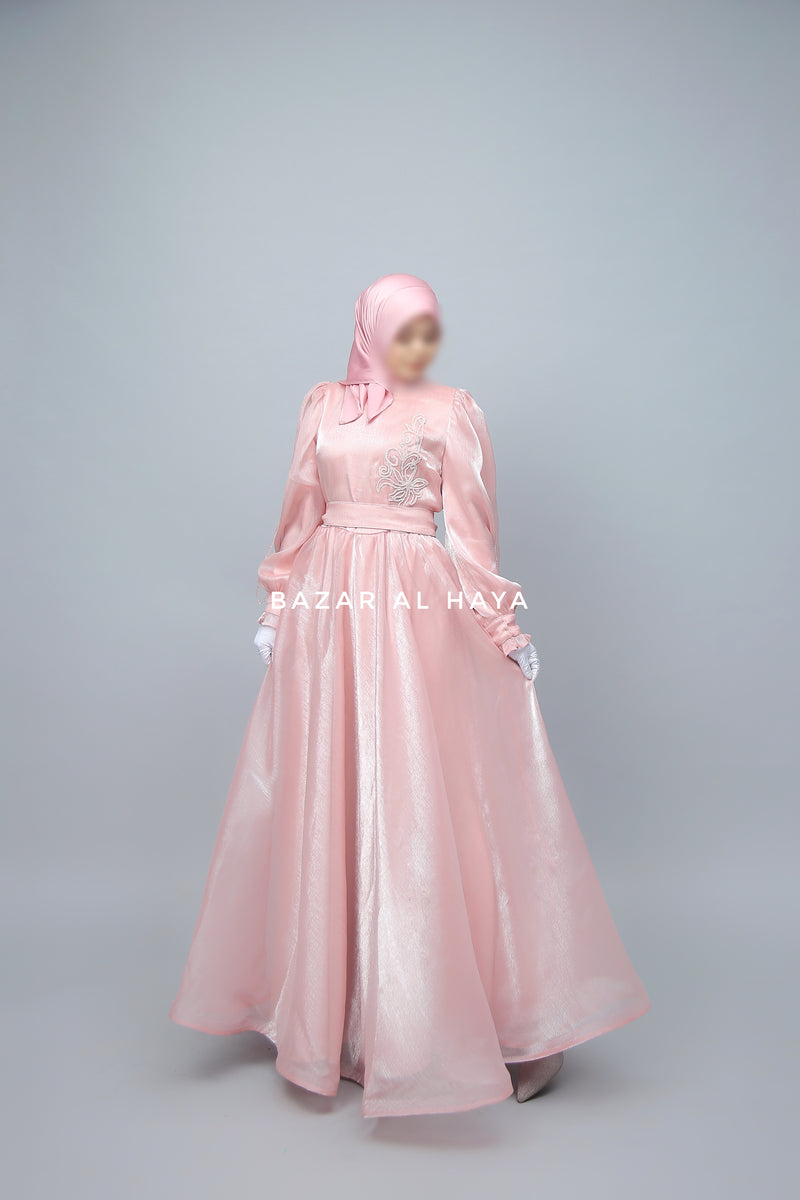 Zehna Pink Organza Luxurious Dress With Bisser Beaded Details For Musl – Bazar Al Haya Zehna Pink Organza Luxurious Dress With Bisser Beaded Details For Musl – Bazar Al Haya