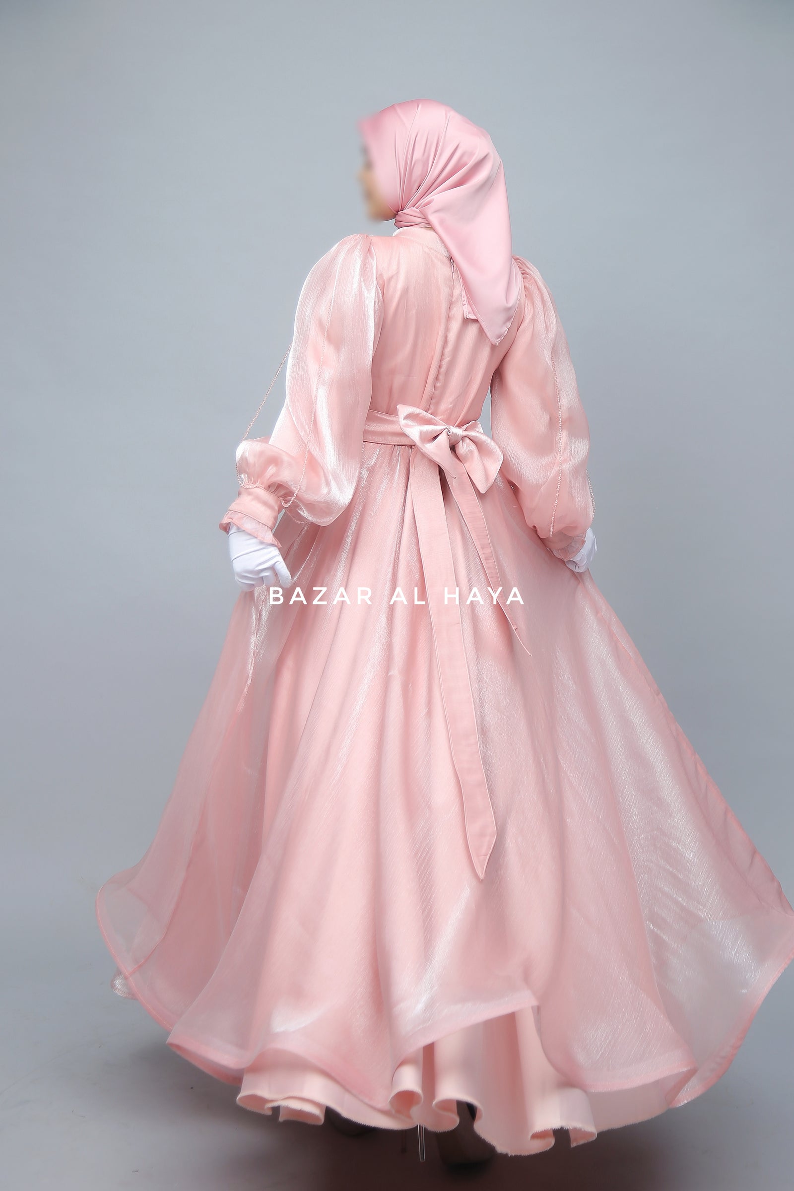 Zehna Pink Organza Luxurious Dress With Bisser Beaded Details For Musl –  Bazar Al Haya