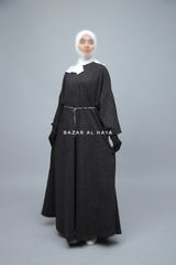 Charcoal Basimah Classic Design Warm Abaya Coat - Premium Wool