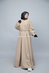 Beige Basimah Classic Design Warm Abaya Coat - Premium Wool