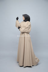 Beige Basimah Classic Design Warm Abaya Coat - Premium Wool