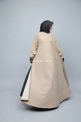 Beige Basimah Classic Design Warm Abaya Coat - Premium Wool