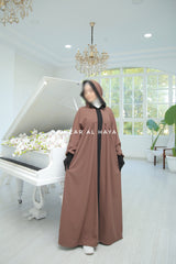 Kalina Brunette Hooded Abaya Dress With Pockets - Mediumweight Silk Crepe