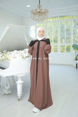 Kalina Brunette Hooded Abaya Dress With Pockets - Mediumweight Silk Crepe