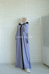 Kalina Lilac Hooded Abaya Dress With Pockets - Silk Crepe