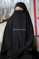 Black Sarah One Piece Jilbab - Zipper Sleeves - Silk Crepe