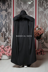 Black Sarah One Piece Jilbab - Zipper Sleeves - Silk Crepe