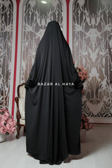 Black Sarah One Piece Jilbab - Zipper Sleeves - Silk Crepe