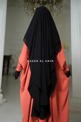 Long Black Two Layer Flap Niqab - Wide - Super Breathable Veil