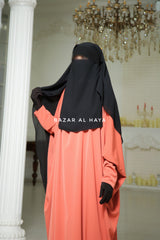 Long Black Two Layer Flap Niqab - Wide - Super Breathable Veil