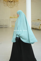 Mint Cotton Abida Khimar With Sleeves - Soft Cotton