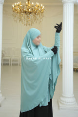 Mint Cotton Abida Khimar With Sleeves - Soft Cotton