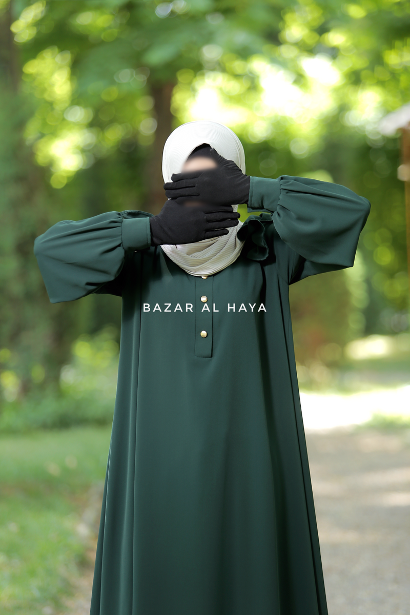 Emerald Zaara Lightweight Summer Spring Abaya Dress - Soft Breathable Crepe Cotton