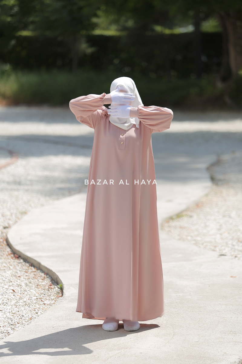 Light Pink Zaara Lightweight Summer Spring Abaya Dress - Soft Breathable Crepe Cotton