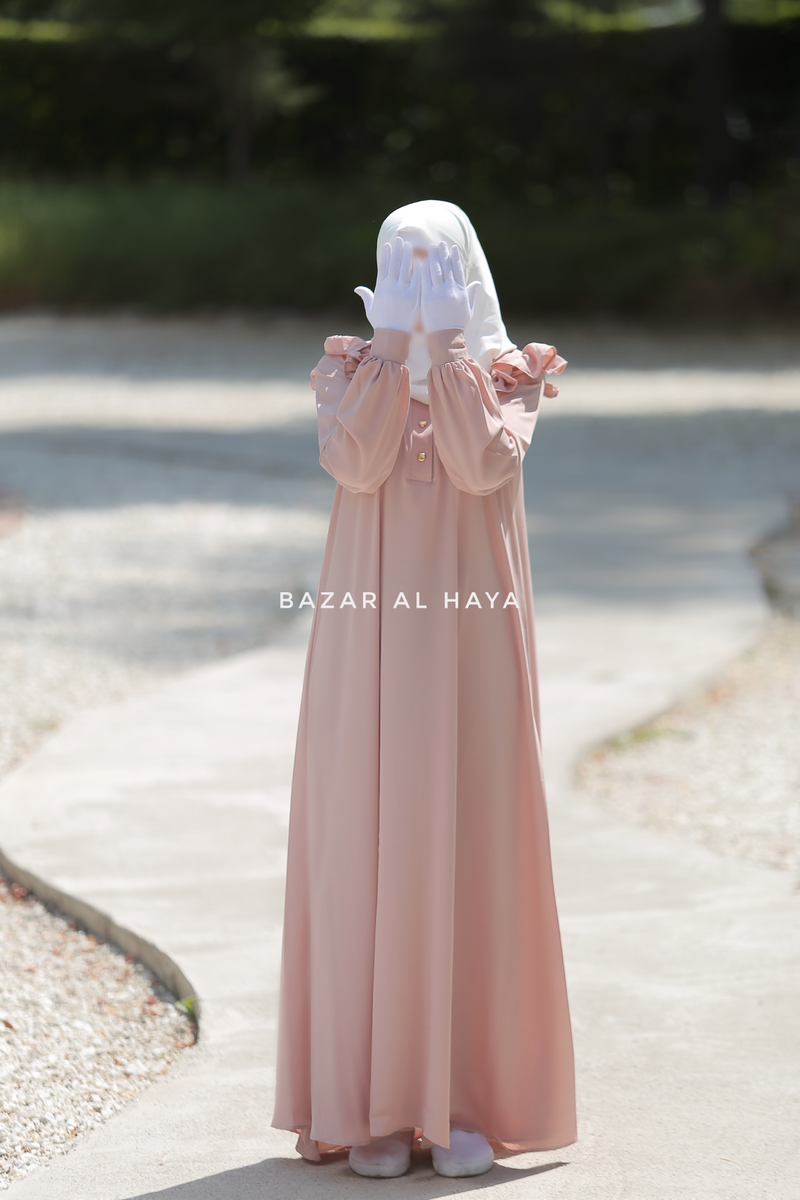 Light Pink Zaara Lightweight Summer Spring Abaya Dress - Soft Breathable Crepe Cotton