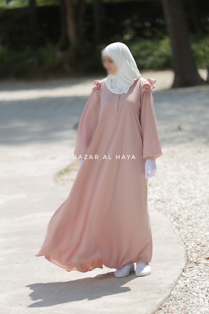 Light Pink Zaara Lightweight Summer Spring Abaya Dress - Soft Breathable Crepe Cotton