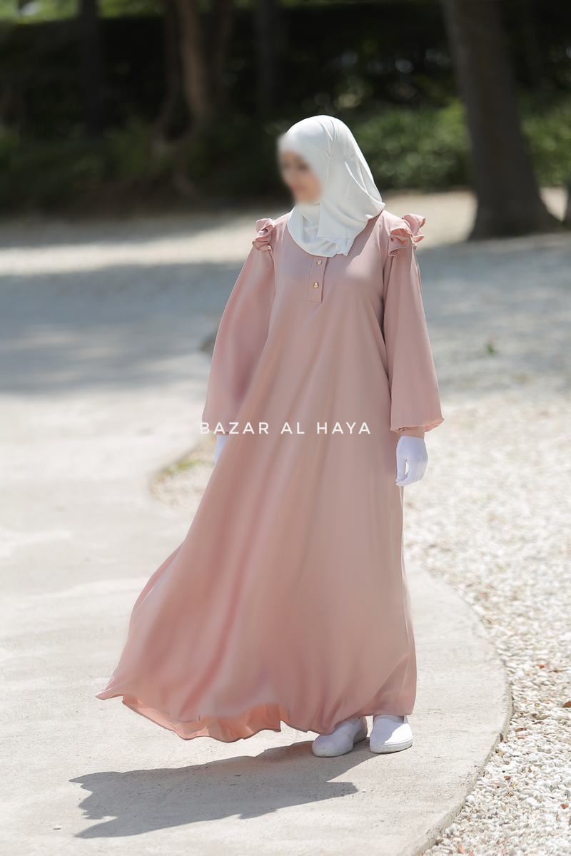 Light Pink Zaara Lightweight Summer Spring Abaya Dress Soft Breathab Bazar Al Haya