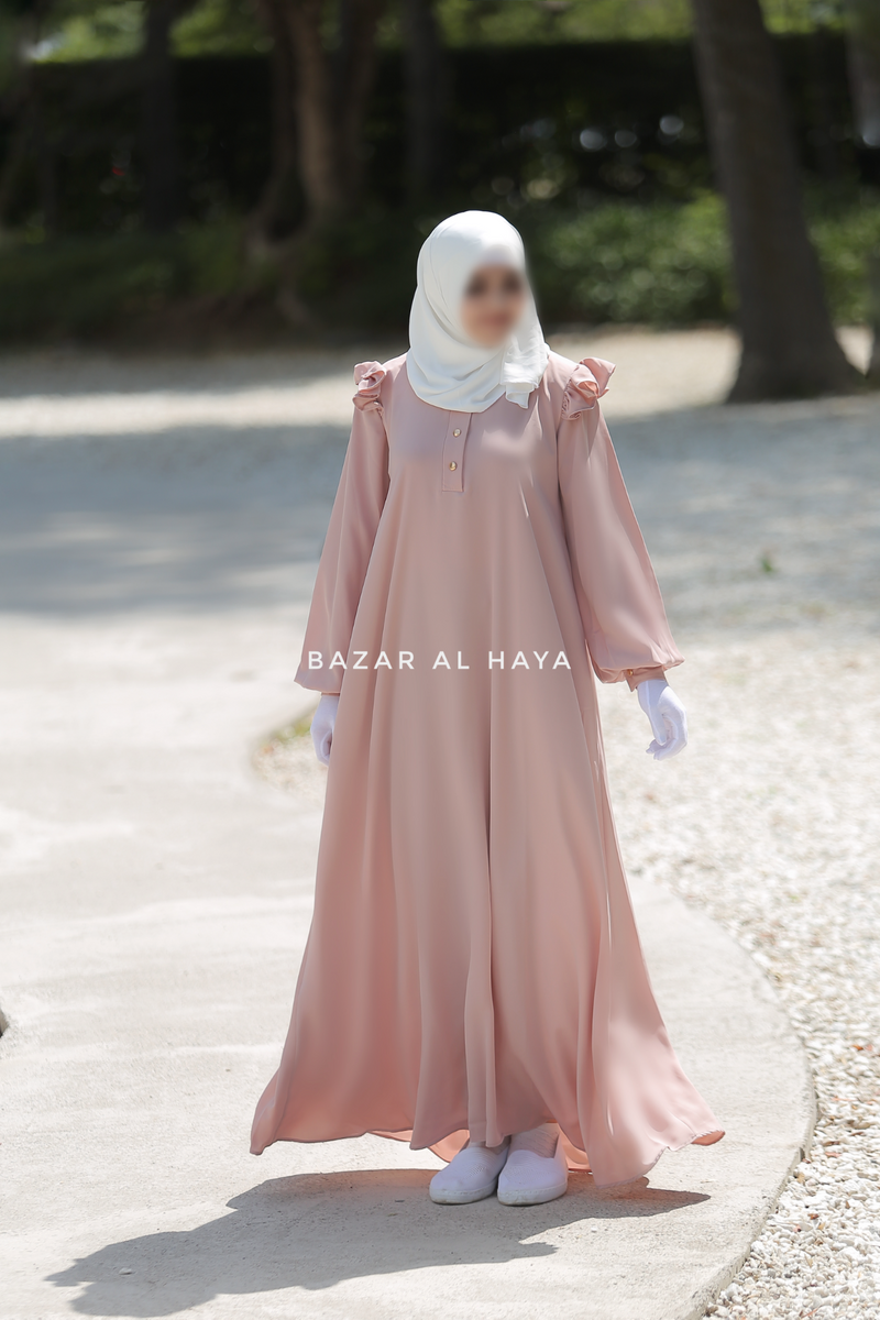 Light Pink Zaara Lightweight Summer Spring Abaya Dress - Soft Breathable Crepe Cotton