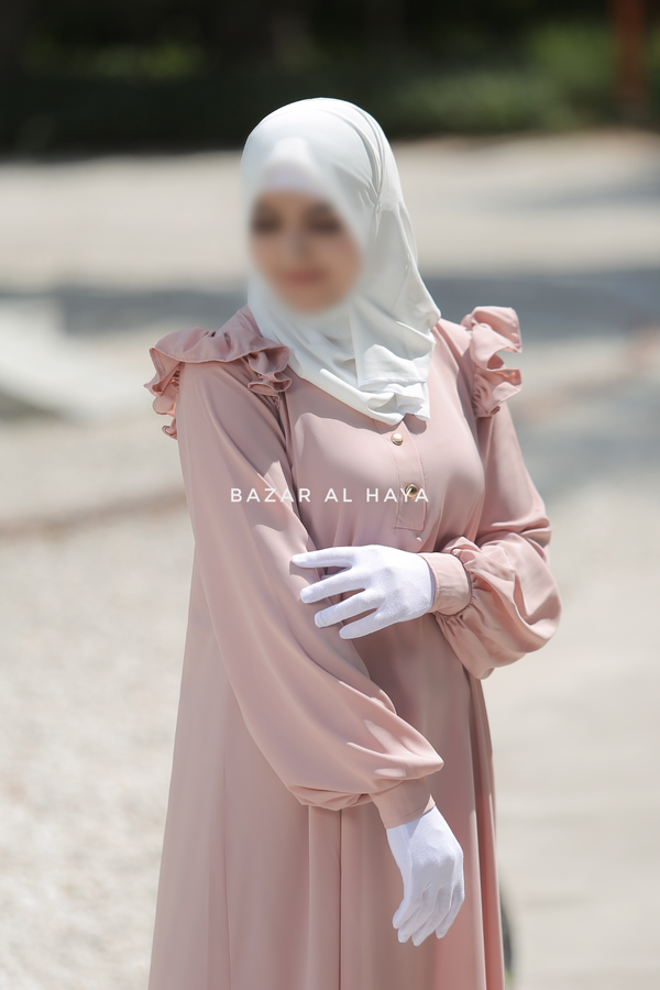 Light Pink Zaara Lightweight Summer Spring Abaya Dress - Soft Breathable Crepe Cotton