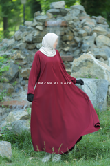 Maroon Salam 2 Abaya - Comfy Style Front Zipper - Nida