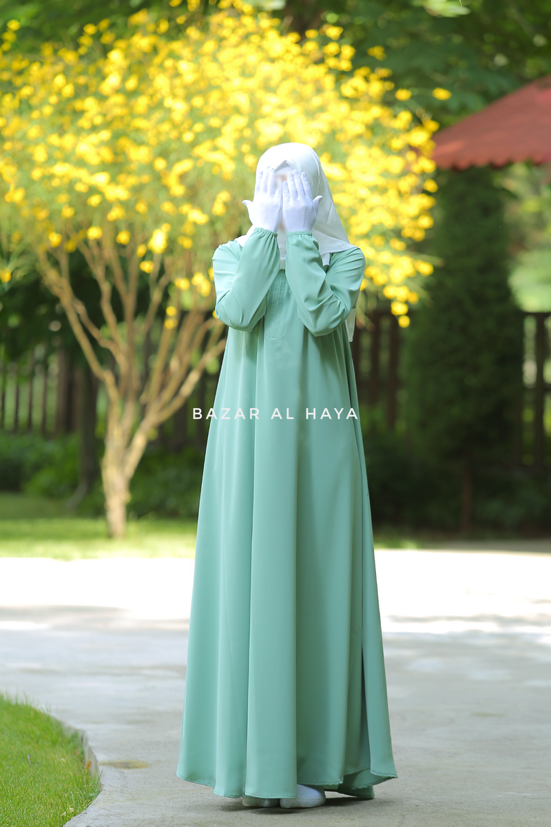 Mint Salam 2 Abaya - Comfy Style Front Zipper - Nida