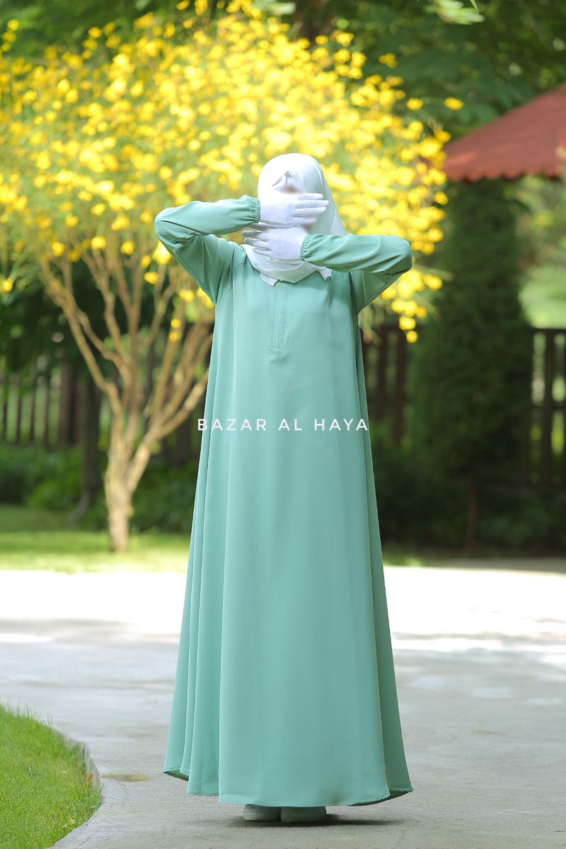 Mint Salam 2 Abaya - Comfy Style Front Zipper - Nida