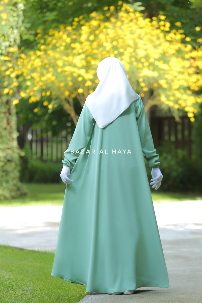 Mint Salam 2 Abaya - Comfy Style Front Zipper - Nida