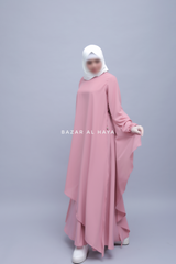 Pakiza Thulian Pink Double Layered Minimalistic Style Abaya - Soft Georgette