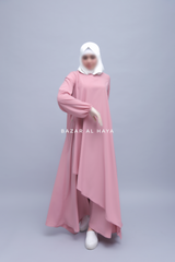 Pakiza Thulian Pink Double Layered Minimalistic Style Abaya - Soft Georgette