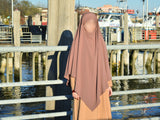 Taupe Rose Long Mubarak Diamond Khimar - Nida Extra Long