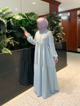 Mint Saha Abaya - Elegant With Front Buttons - Nida