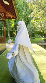 Eliza Two Piece Abaya & Khimar in Pearl Grey Cotton Super Soft & Breathable - Cozy