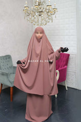 Hoor - Two Piece Taupe Rose Jilbab With Skirt- Long & Loose