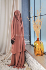 Hoor - Two Piece Peach Jilbab With Skirt- Long & Loose