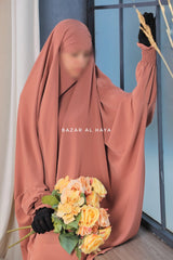 Hoor - Two Piece Peach Jilbab With Skirt- Long & Loose