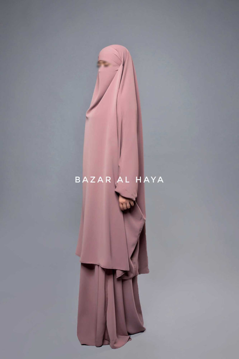 Dusty Rose Hoor - Two Piece Jilbab With Skirt- Long & Loose