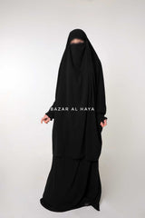 Hoor Two Piece  Black Jilbab With Skirt- Long & Loose