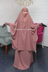 Hoor - Two Piece Taupe Rose Jilbab With Skirt- Long & Loose