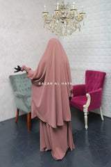 Hoor - Two Piece Taupe Rose Jilbab With Skirt- Long & Loose