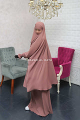 Hoor - Two Piece Taupe Rose Jilbab With Skirt- Long & Loose