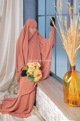 Hoor - Two Piece Peach Jilbab With Skirt- Long & Loose