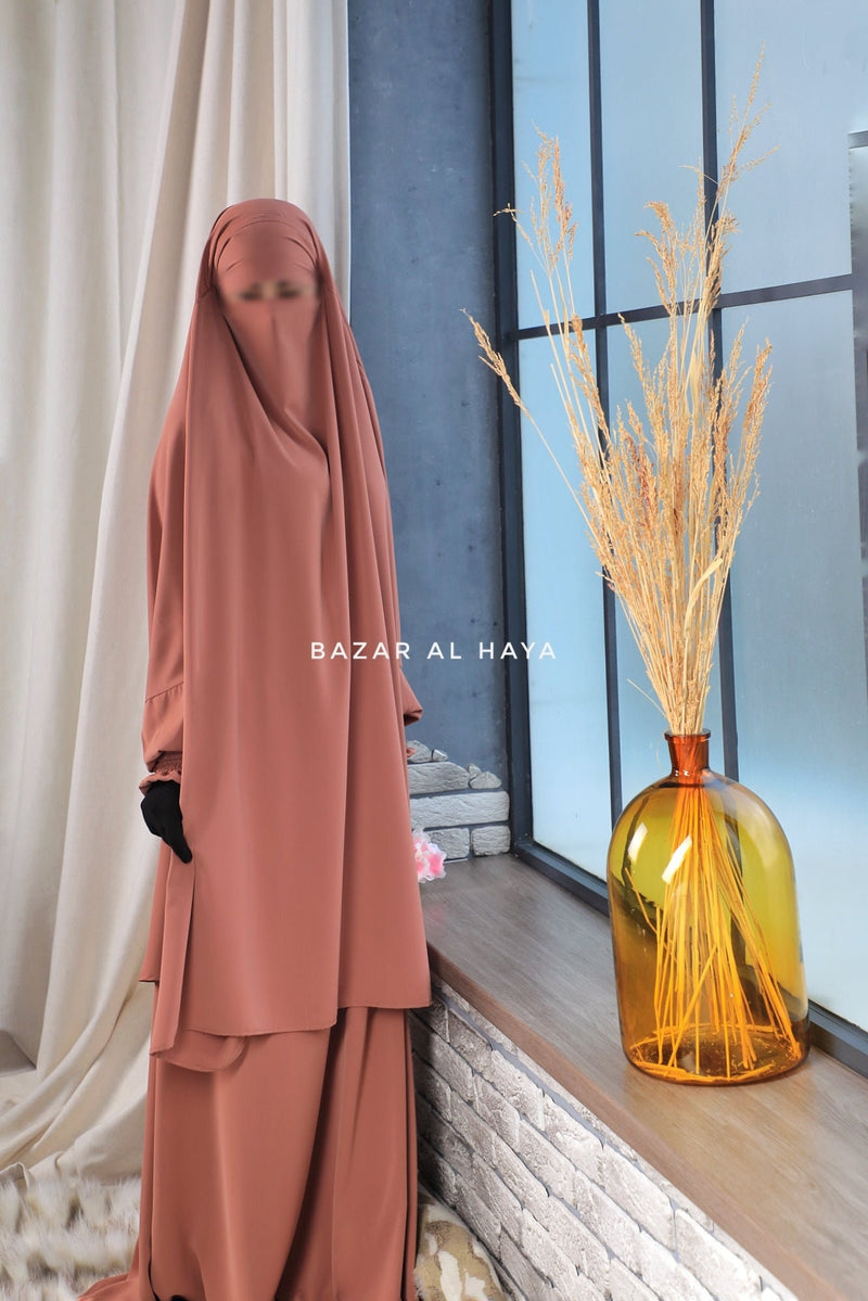 Hoor - Two Piece Peach Jilbab With Skirt- Long & Loose