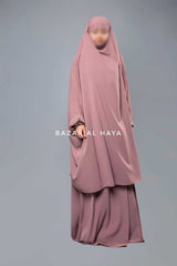 Dusty Rose Hoor - Two Piece Jilbab With Skirt- Long & Loose