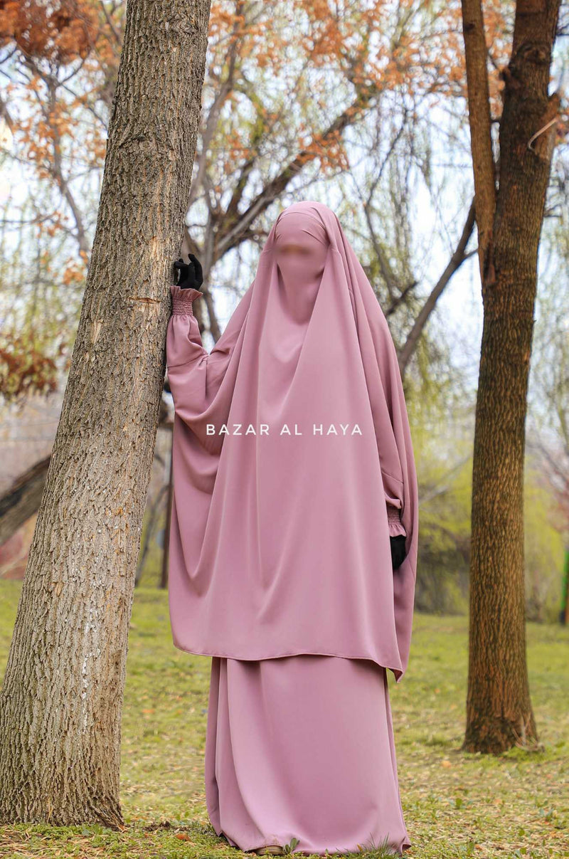 Hoor Dusty Rose - Two Piece Jilbab With Skirt- Long & Loose