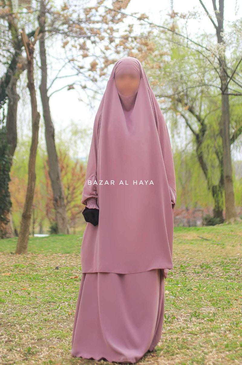 Hoor Dusty Rose - Two Piece Jilbab With Skirt- Long & Loose