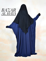 Navy Faraasha Butterfly Wide Abaya - Silk Crepe