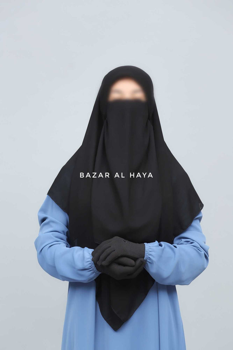 Black Single Half Niqab - Super Breathable Veil