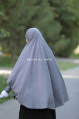 Steel Grey Cotton Abida Khimar With Sleeves - Soft Cotton