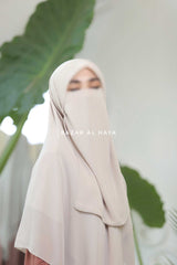 Creme Beige Square Scarf With Half Niqab Set - Super Breathable